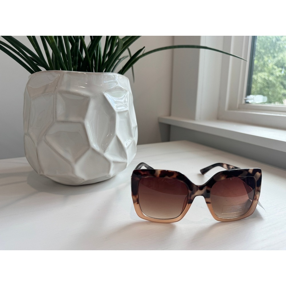 Oscar de la Renta Womens Square Ombre Tortoise Peach Sunglasses UV Protection